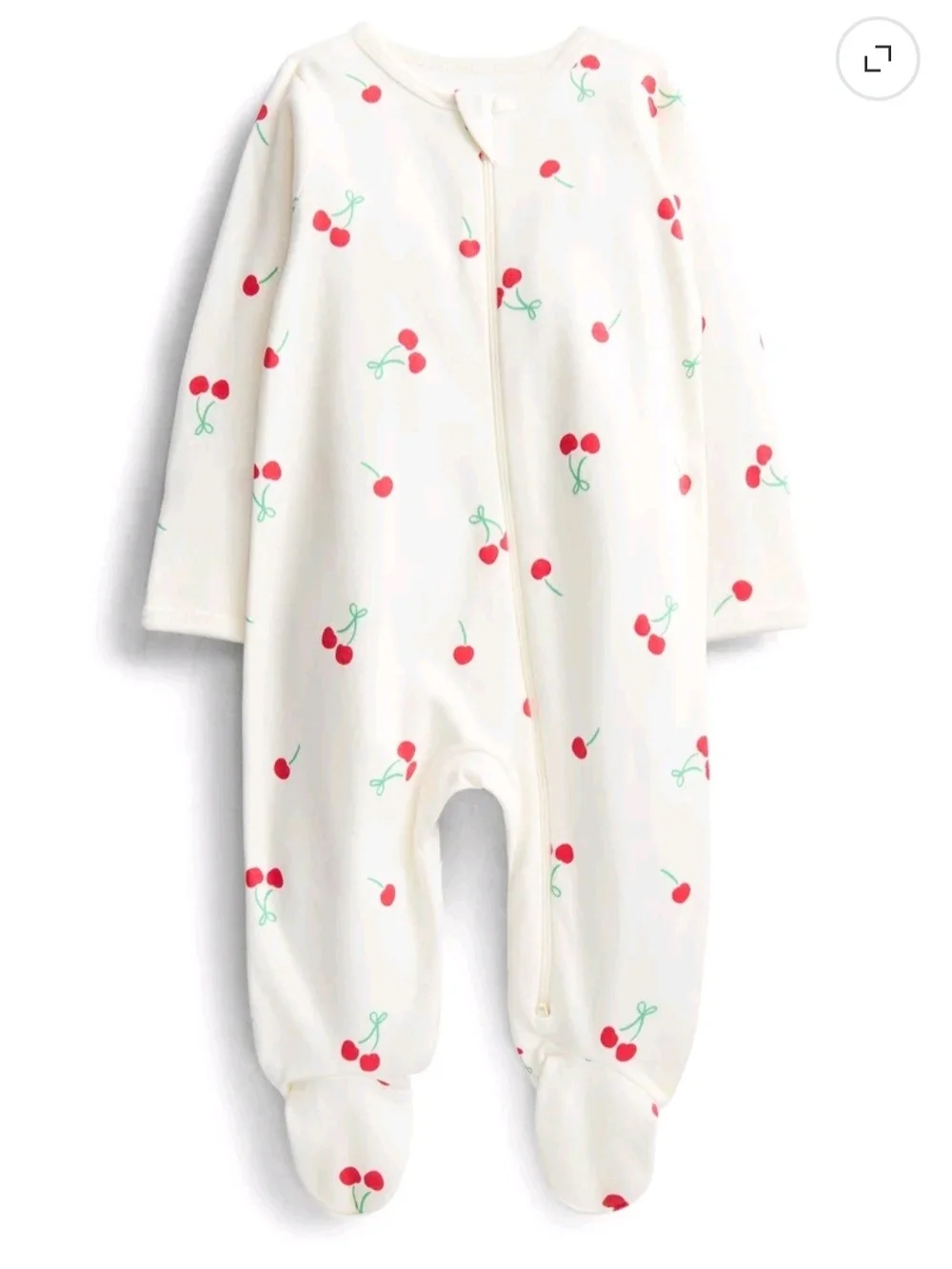 NWT cottagecore ivory cream Cherry baby girl Sleep N Play Pajamas 6-9M